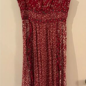 Free People Red and White Patterned Maxi Dress